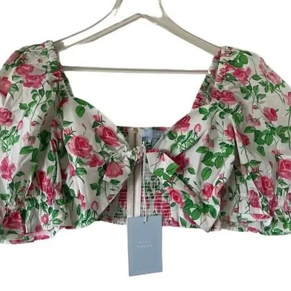 Hill House Isabella Top in Pink Roses - small NWT (MATCHING SKIRT AVAILABLE) - Picture 2 of 3